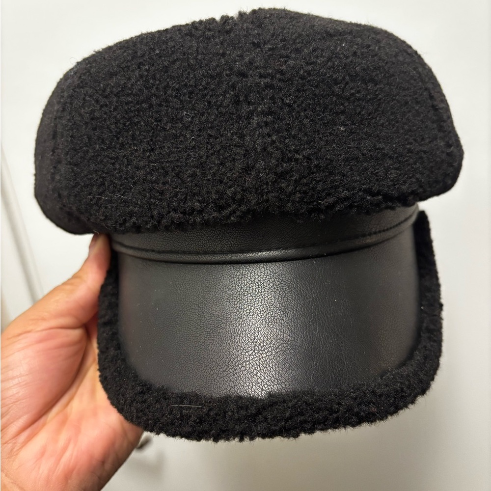 Teddy Bear and Pleather poor boy cap